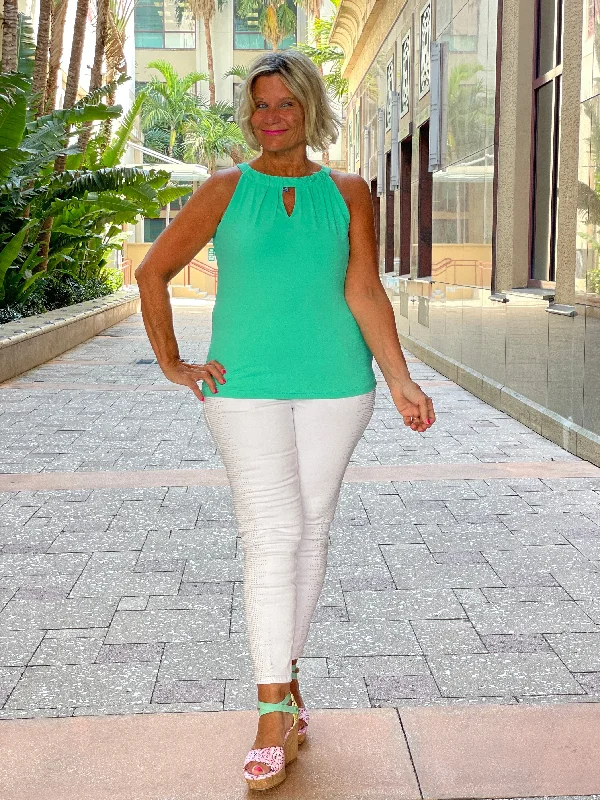 SEAFOAM MINT GREEN  KEYHOLE TOP