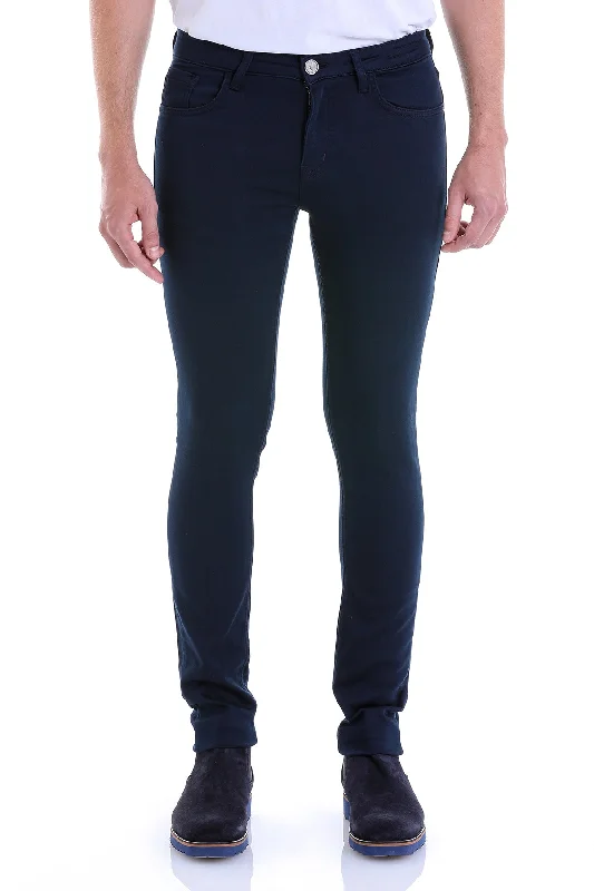 New Deals Slim Fit Navy 5 Pocket Low Waist Cotton Casual Pants