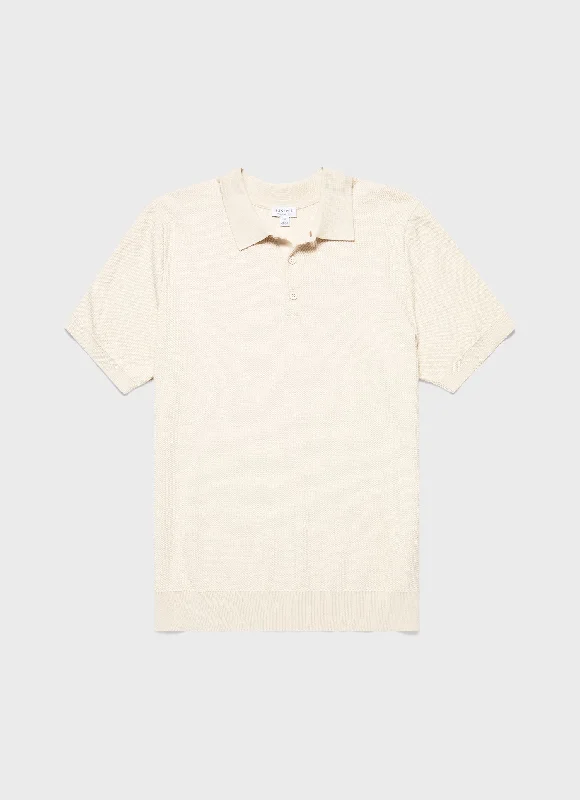 Limited Time Offer Men's Sunspel x MR PORTER Racked Stitch Polo Shirt in Ecru