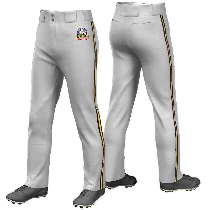Weekend Deals That Dazzle Custom Gray Black Gold-Black Classic Fit Stretch Practice Loose-fit Baseball Pants