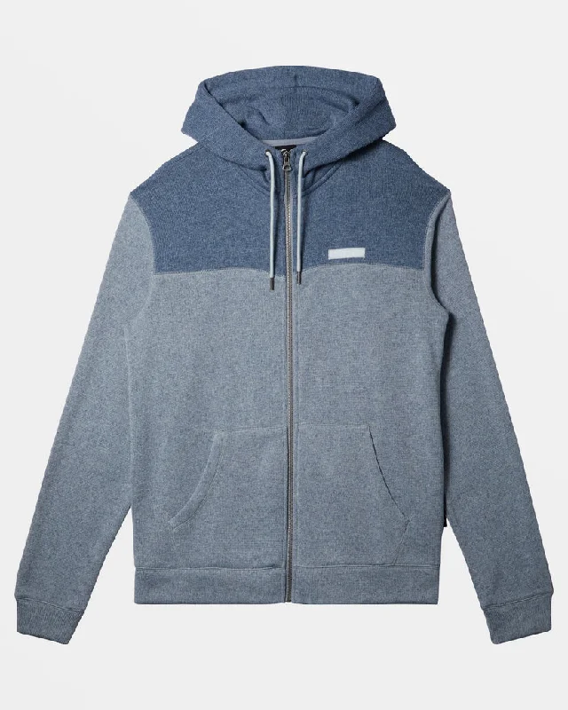 Now Available Quiksilver Keller Block Zip Hooded Sweatshirt-Ice Flow Heather