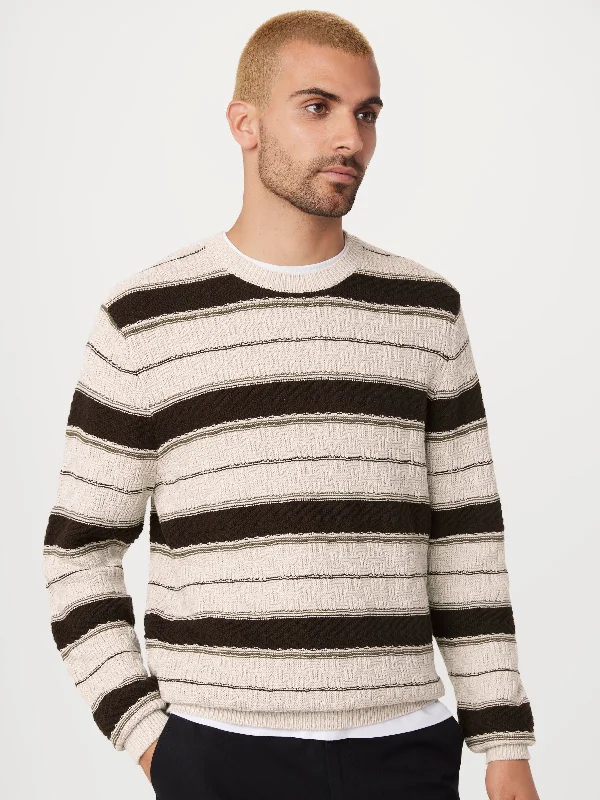Weekend Savings Delight The Striped Crewneck in Light Beige