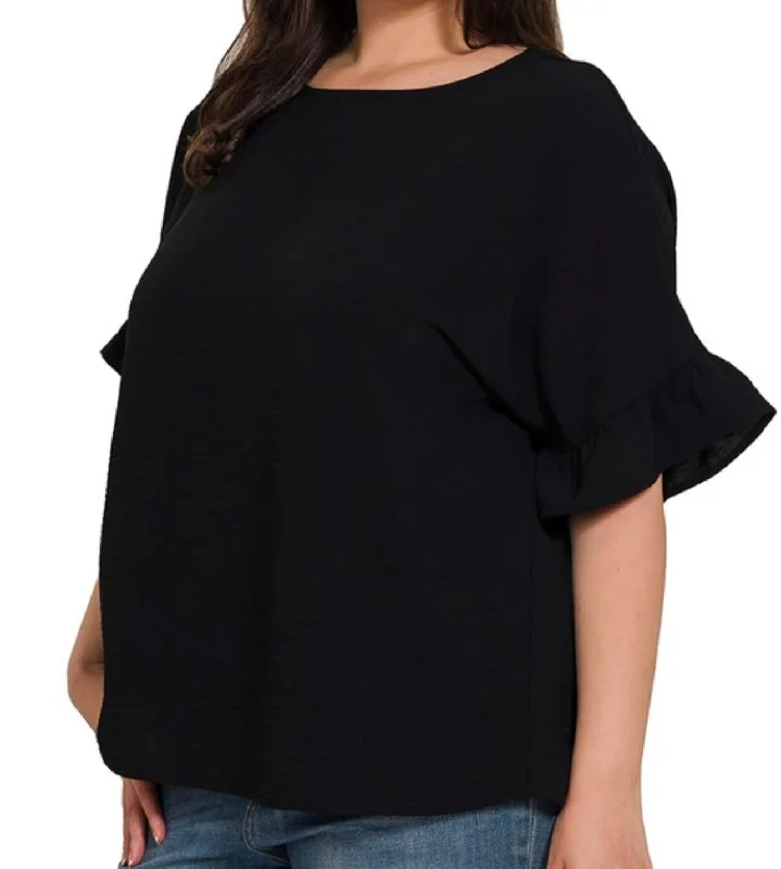 Plus-Ruffle Sleeve Top