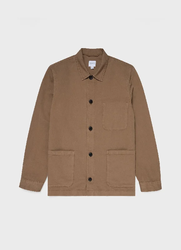 Weekend Deals That Please Men's Cotton Linen Twin Pocket Jacket in Dark Tan