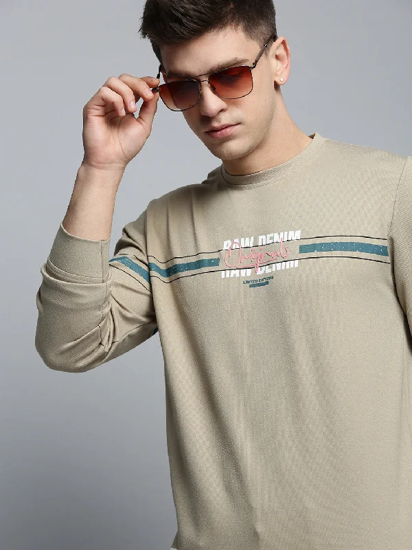 Price Rollback Men Green Printed Casual Sweatshirt