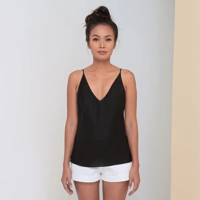 RINKI V CAMISOLE - Linen | Black