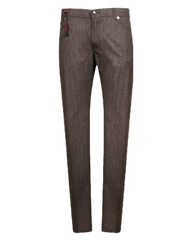 Hot Buy Chocolate Grid Check 5 Pocket Pant