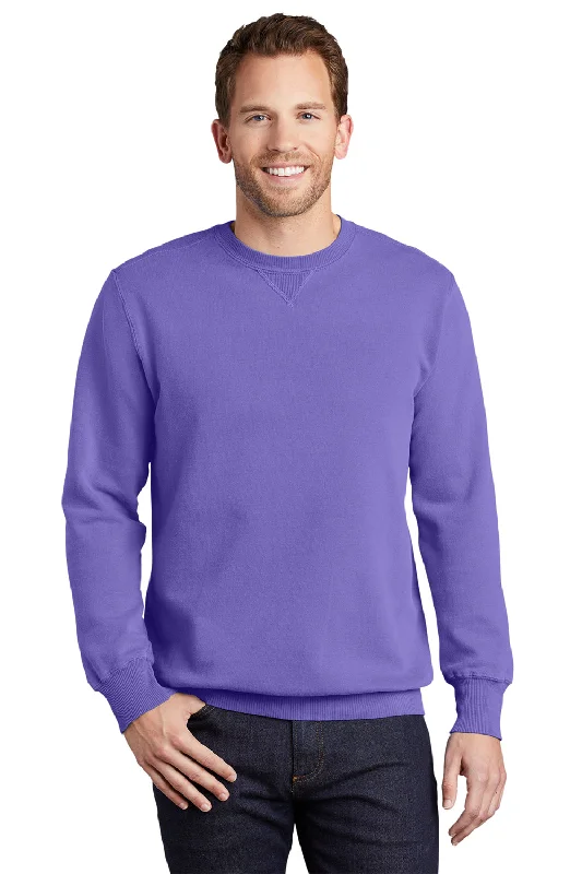 Stock Up Port & Company Mens Beach Wash Fleece Crewneck Sweatshirt - Amethyst Purple