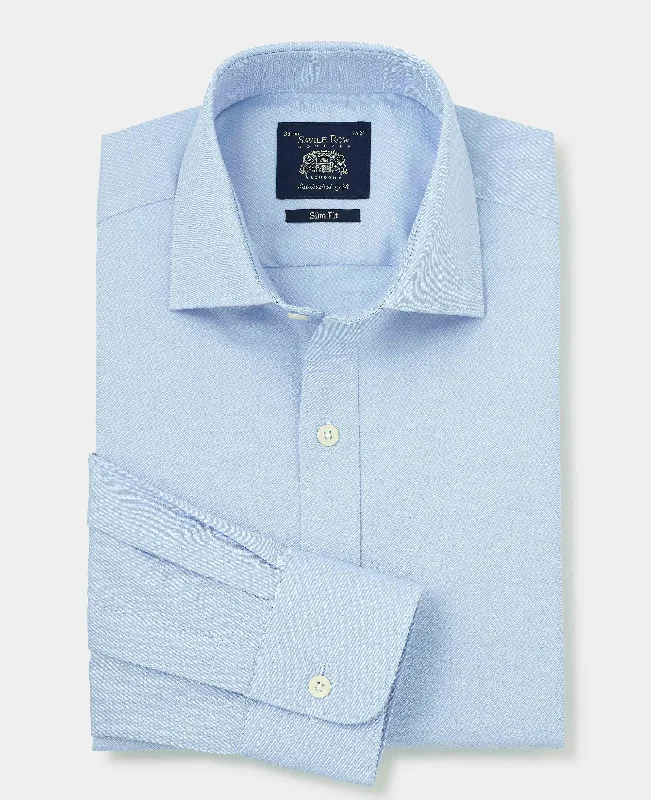 Final Sale Pale Blue Stretch Cotton Slim Fit Formal Shirt - Single Cuff