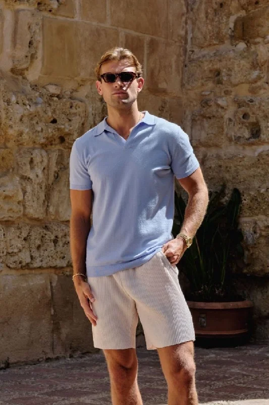 Weekend Bargains to Relish Sky Open Collar Knit Polo