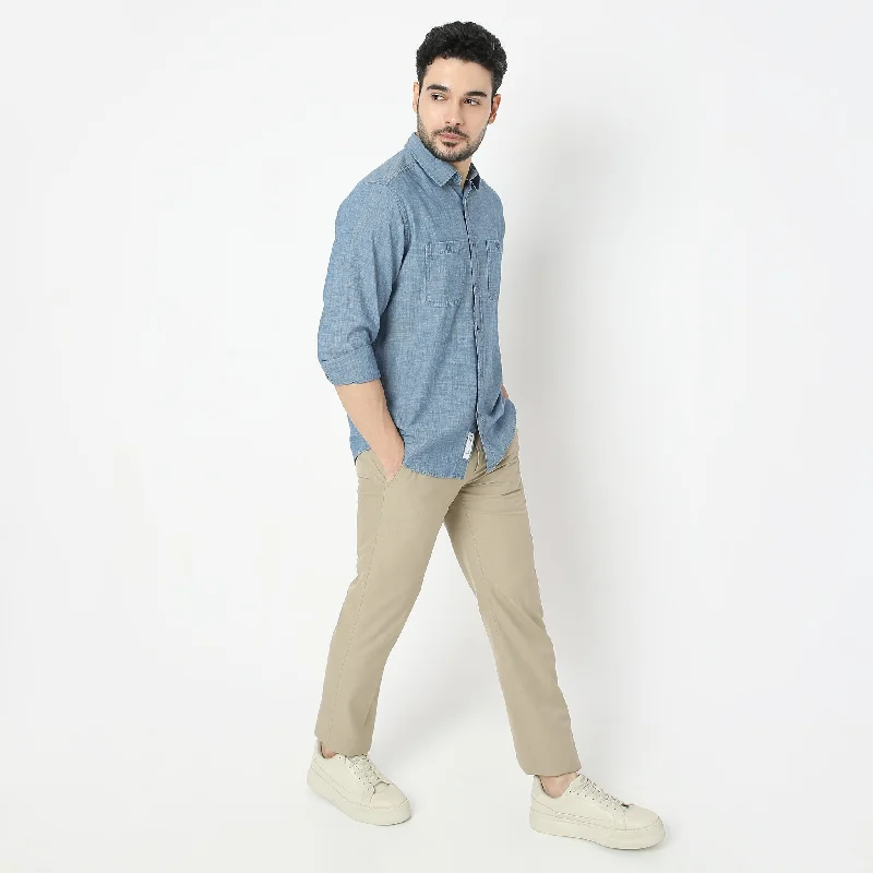 Now Available Alpha™ Shirt - Authentic Indigo Slub Denim Shirt - Modern 2 Pocket Regular Fit