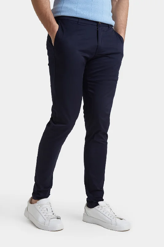 Unmissable Sale Athletic Fit Cotton Stretch Chino Pants in Navy