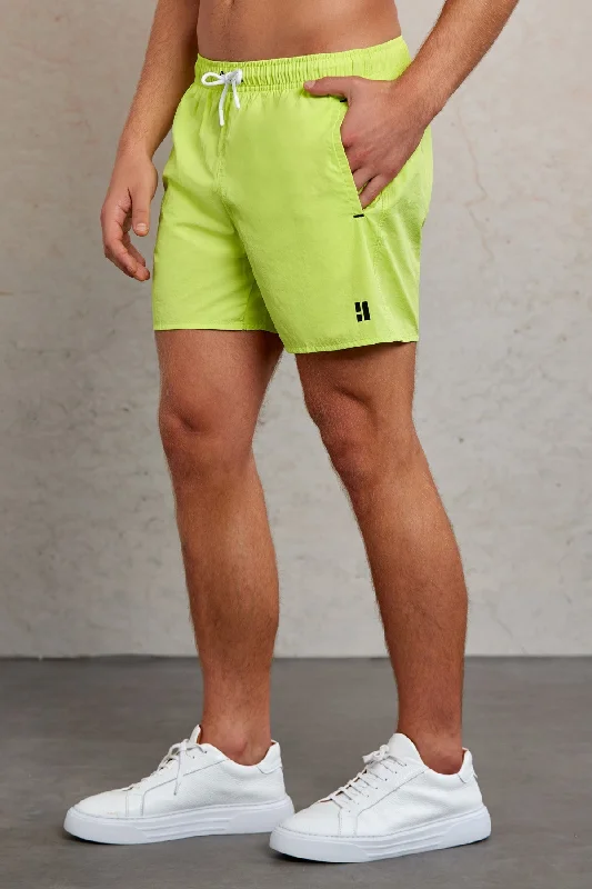 Weekend Offers That Shine Dynamic Fit Side Pocket Plain Quick Dry Navy Swim Trunks, Green Y