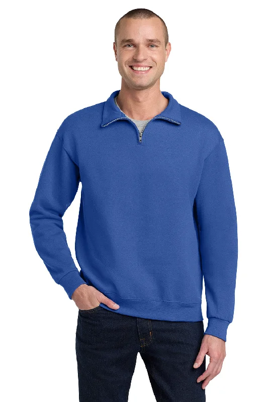 Celebrate the Weekend with Discounts Jerzees Mens NuBlend Pill Resistant Fleece 1/4 Zip Sweatshirt - Royal Blue