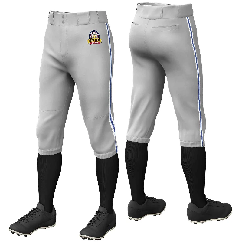 Weekend Savings Delight Custom Gray Royal White-Royal Classic Fit Stretch Practice Knickers Baseball Pants