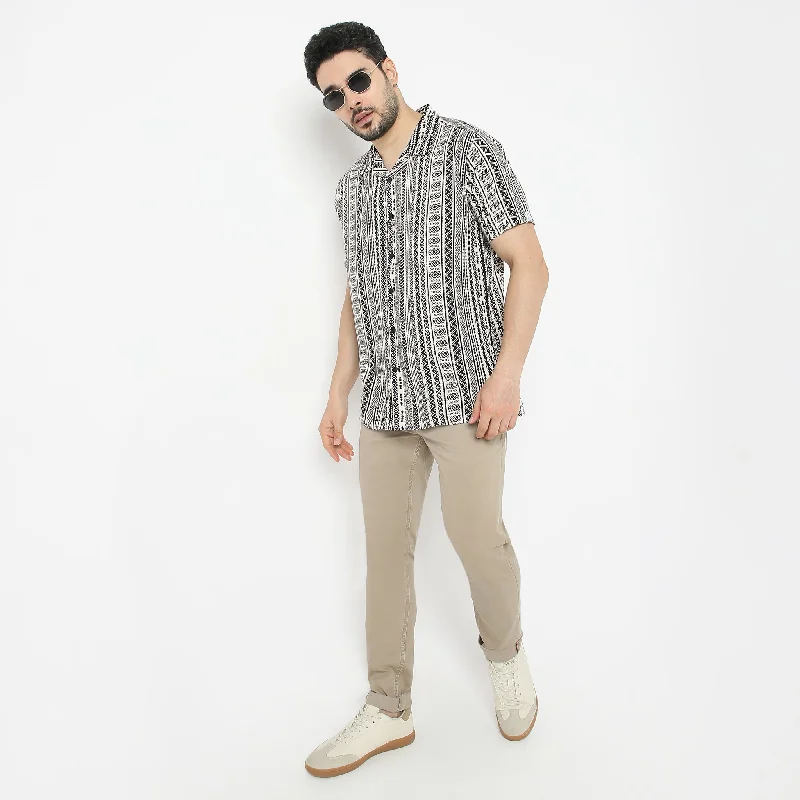 Can't Beat Retreat™ Shirts - Printed Pattern Rich Fabric - Trendy Cuban Collar - Regular Fit Shirt