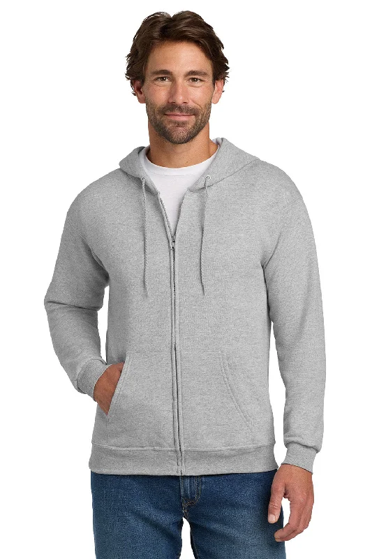 Weekend Bargains to Cherish Hanes Mens EcoSmart Print Pro XP Pill Resistant Full Zip Hooded Sweatshirt Hoodie w/ Pockets - Light Steel Grey