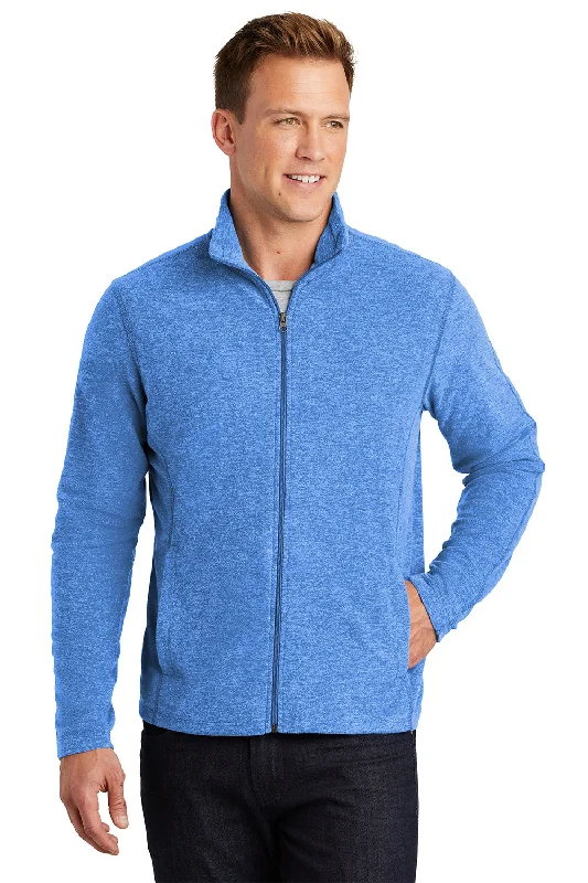 Flash Sale Port Authority Mens Heather Pill Resistant Microfleece Full Zip Sweatshirt - Heather Light Royal Blue
