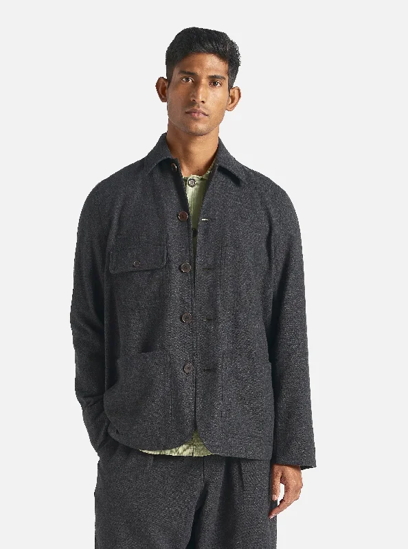 Major Savings Universal Works Merchant Jacket in Charcoal Veta Upcycled Cotton