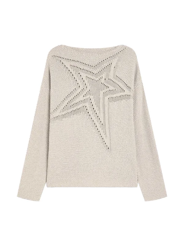 Today’s Deal Thesupermade Star Cutout Boatneck Sweater