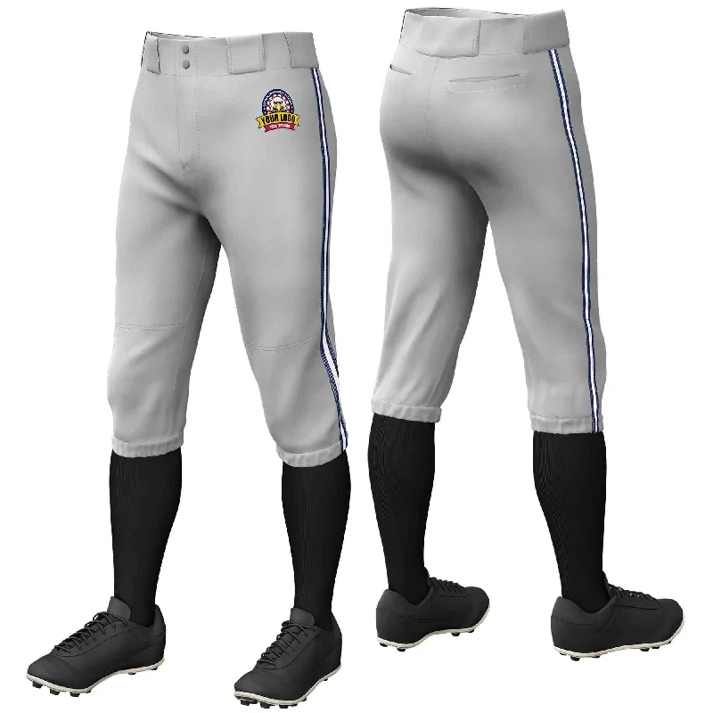 Weekend Savings Galore Custom Gray Navy White-Navy Classic Fit Stretch Practice Knickers Baseball Pants