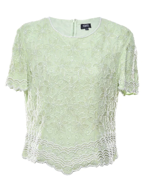 Unmissable Offer 100% Silk Beaded Party Top - M