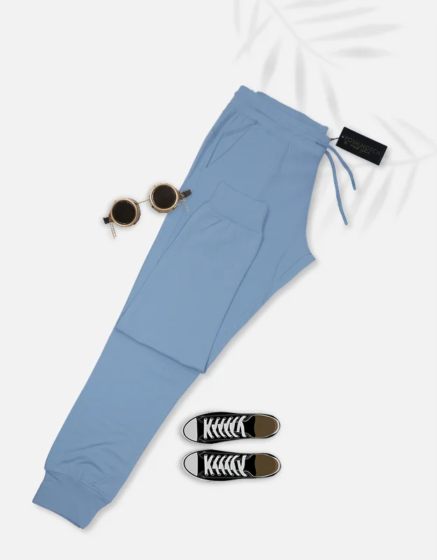Lowest Price Women Basic Knitted Sky-Blue Jogger Pants