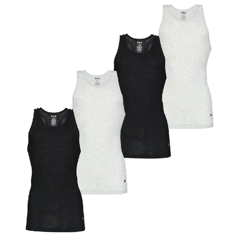 Act Now FILA - Men's 4 Pack Athletic Tank Top (FM0038CT BLKGRY)