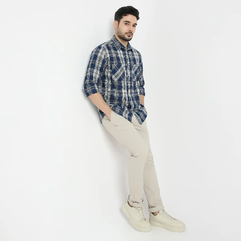 Discount Mania Cruiser™ Indigo Regular Fit Shirt Checks Original Authentic 2 Pocket Style