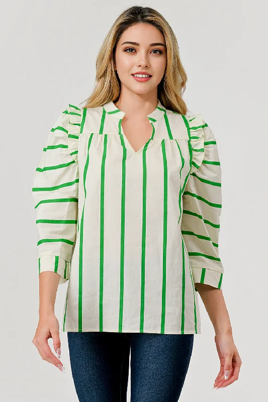 The Presley Top in Green Stripe