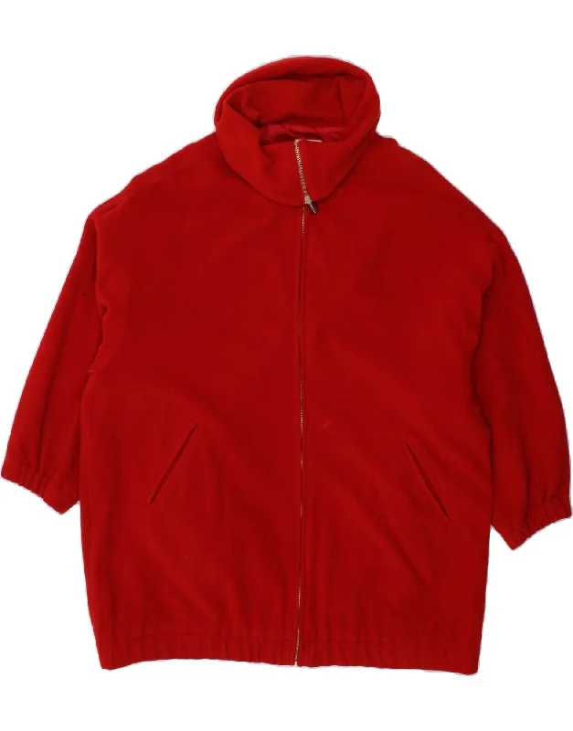 BENETTON Womens Oversized Bomber Jacket IT 42 Medium Red Wool