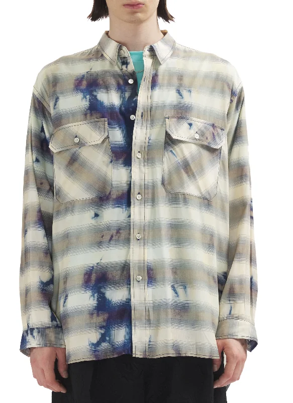 Great Bargains Printed Bleach Check Rayon Shirt