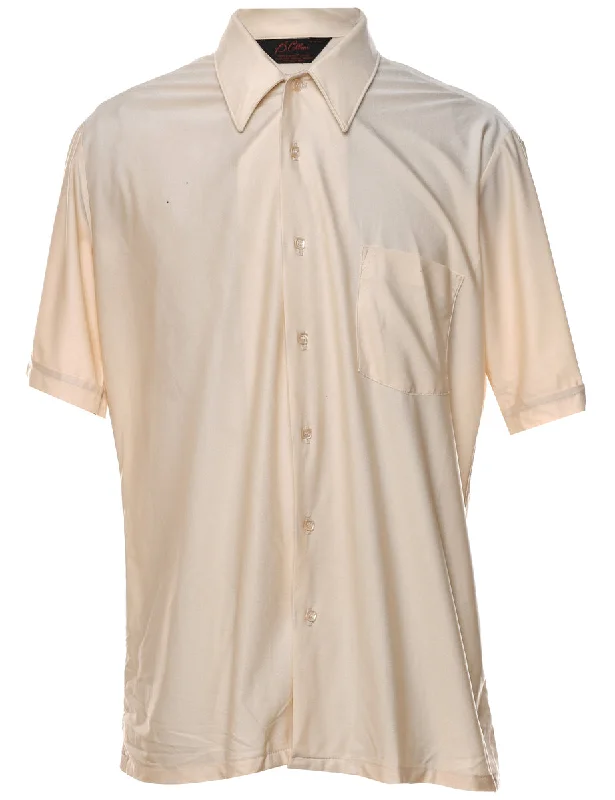 Super Deal 1970s Beige Short-Sleeve Shirt - L