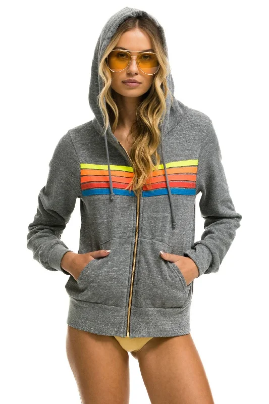 Price Drop 5 STRIPE HOODIE - HEATHER GREY // NEON RAINBOW
