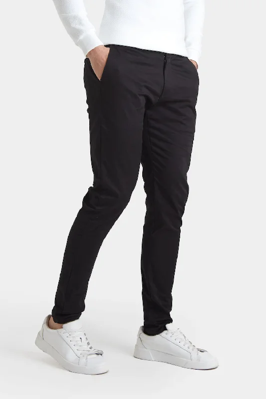 Stock Up Athletic Fit Cotton Stretch Chino Pants in Black