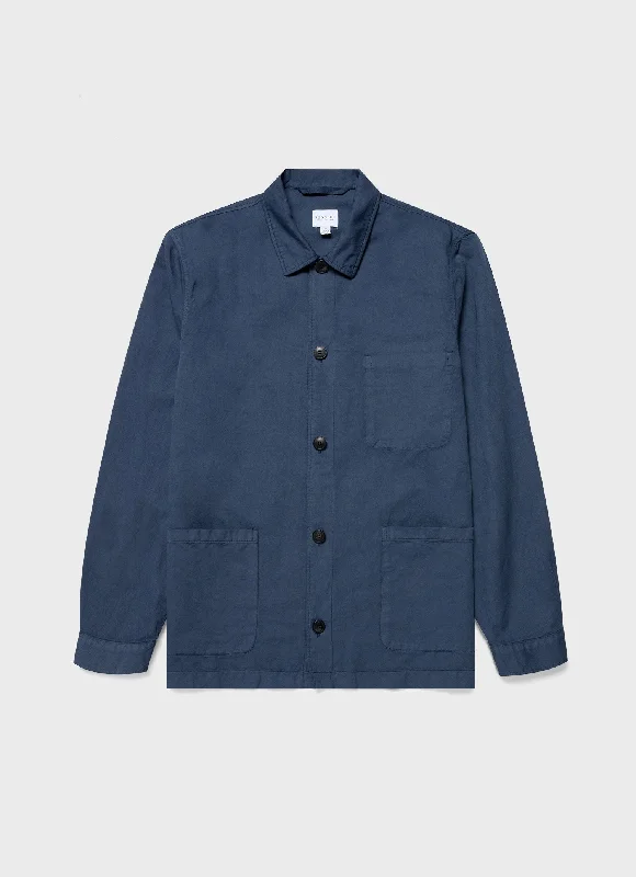 Weekend Specials to Grab Men's Cotton Linen Twin Pocket Jacket in Shale Blue