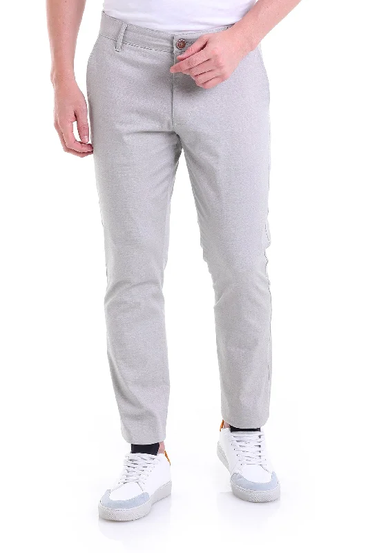 Weekend Savings Fiesta Regular Fit Gray High Waist Light Cotton Casual Pants
