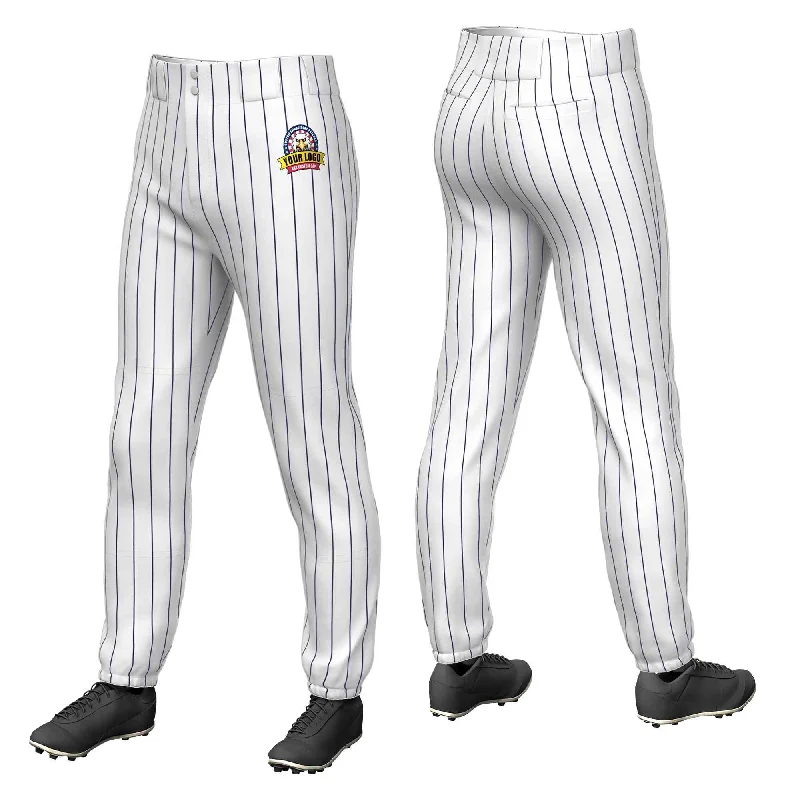 Today’s Special Custom White Navy Pinstripe Fit Stretch Practice Pull-up Baseball Pants