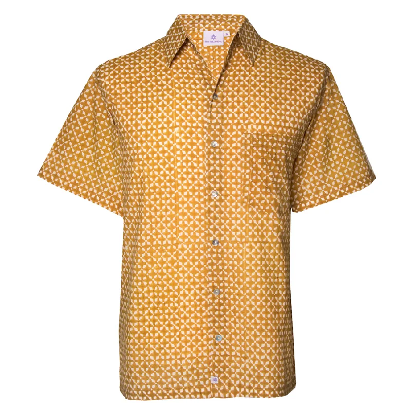 Massive Deals MyKonos Gold Short Sleeve Men's Button Up Shirt