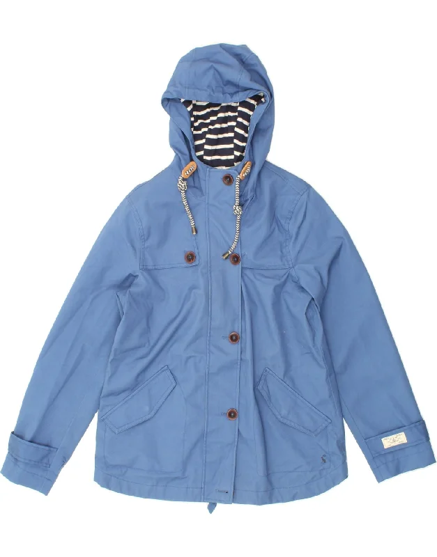 JOULES Womens Hooded Rain Jacket UK 12 Medium Blue