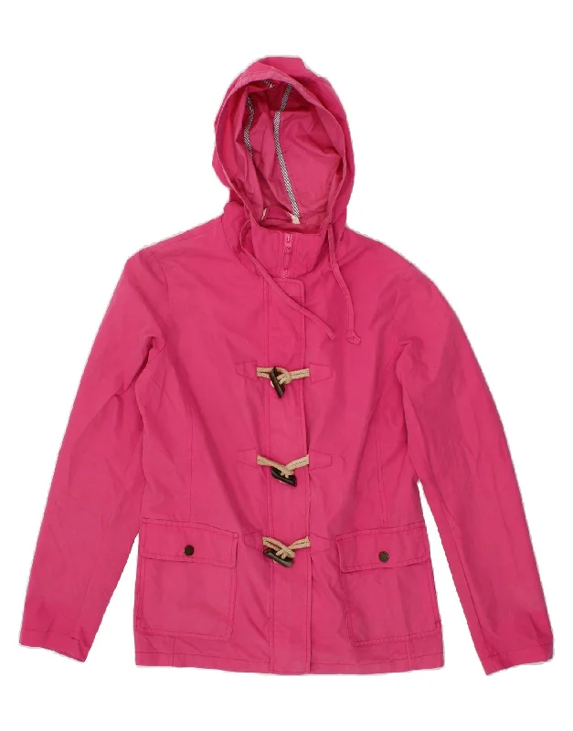 FAT FACE Womens Hooded Duffle Jacket UK 10 Small Pink Cotton