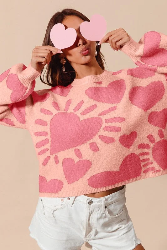 HEART VALENTINE DAY SWEATER PULLOVER TOP S-XL