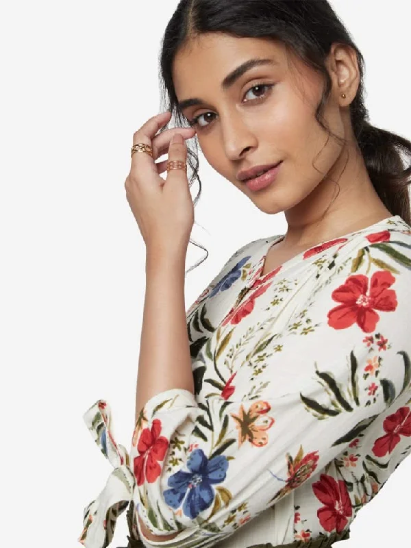 LOV Multicolour Floral Print Petal Top