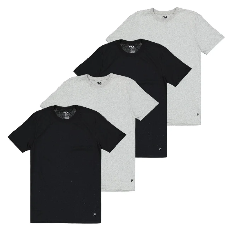 YEAR-End Clearance FILA - Men's 4 Pack Crew Neck T-Shirt (FM0314CT BLKGRY)