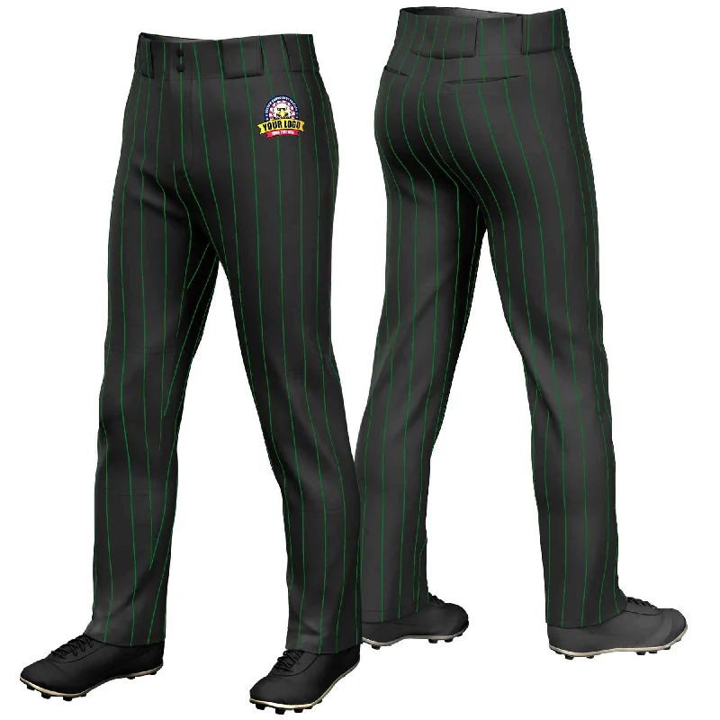 Time-Limited Offer Custom Black Kelly Green Pinstripe Fit Stretch Practice Loose-fit Baseball Pants