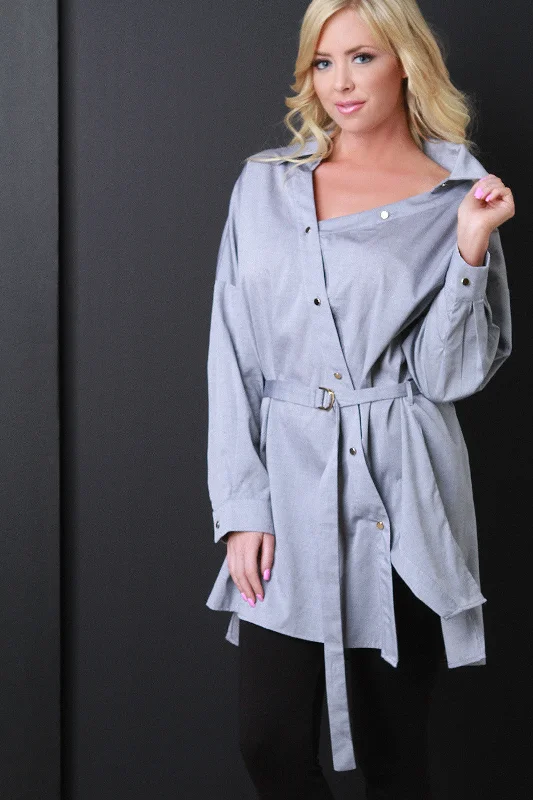 Asymmetrical Button-Up Smock Top