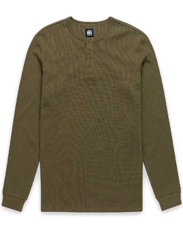 Final Markdown Long Sleeve Waffle Knit Henley