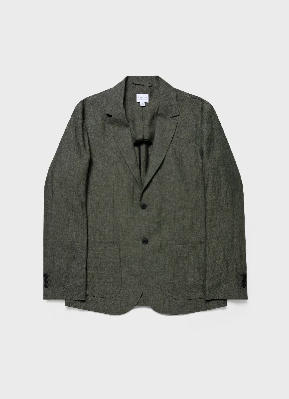 Take Advantage Men's Linen Unstructured Blazer in Light Khaki