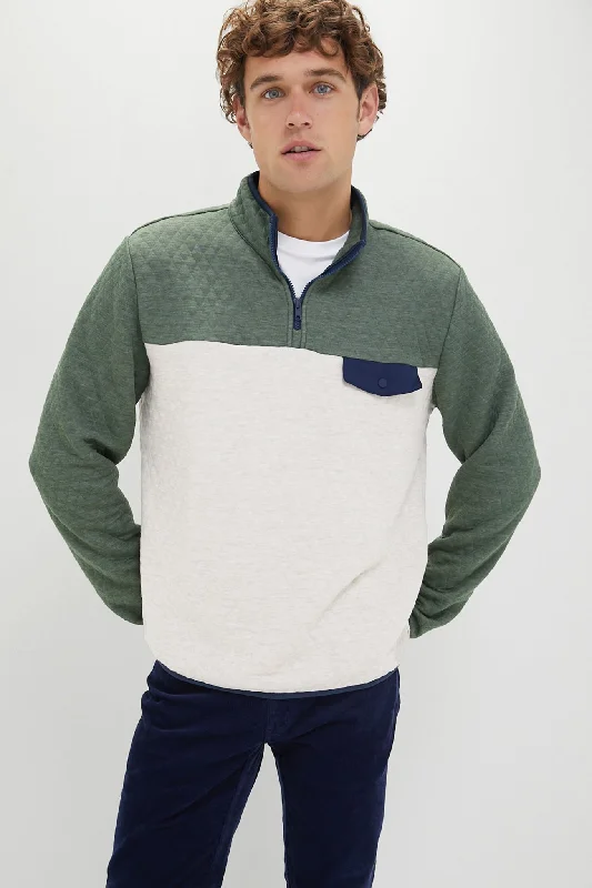 Amazing Deals Green Oat Colorblock Corbet Pullover
