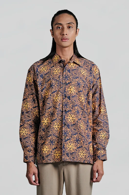 Weekend Price Cuts Galore My Modern Fit Long Sleeve White Flakes Dazzling Blue